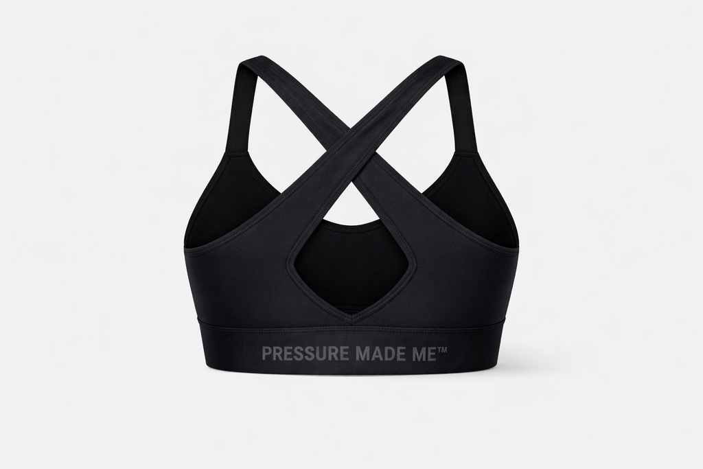 Pressure Made Me™ Crossback Sports Bra (Onyx Black)