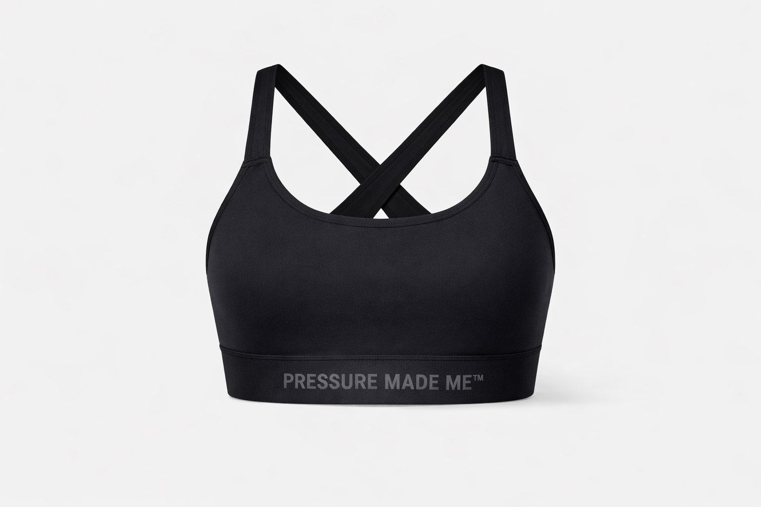 Pressure Made Me™ Crossback Sports Bra (Onyx Black)