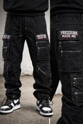 Pressure Made Me™ Men's  Multi-Zip Cargo Joggers (Black)
